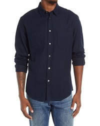 Frame Double Pocket Brushed Flannel Long Sleeve Button Up Shirt