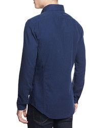 Tom Ford Flannel Long Sleeve Sport Shirt Bright Navy