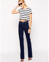 Asos Collection Slouch Flare Jeans In Dark Wash