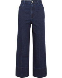 Stella McCartney Cropped High Rise Flared Jeans Dark Denim