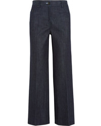 Calvin Klein Collection Cropped High Rise Flared Jeans Dark Denim