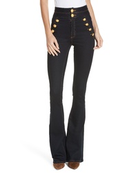 Veronica Beard Dalida Button Detail Skinny Flare Jeans