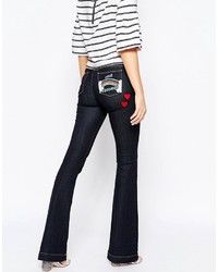 Love Moschino Embroidered Flare Jeans