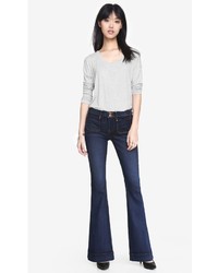 Express Dark Patch Pocket Mid Rise Bell Flare Jean