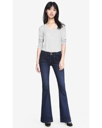 Express Dark Patch Pocket Mid Rise Bell Flare Jean