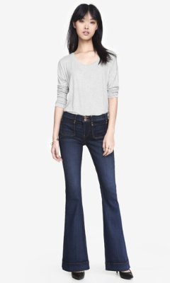 express bell flare mid rise jeans
