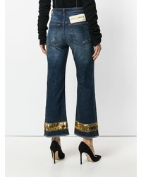 Dolce & Gabbana Sequin Trimmed Cropped Flare Jeans
