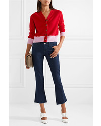 L'Agence The Charlie Cropped Frayed Low Rise Flared Jeans