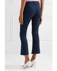 L'Agence The Charlie Cropped Frayed Low Rise Flared Jeans