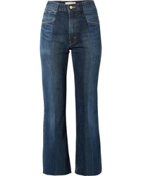 E.L.V. Denim The Twin Two Tone Distressed High Rise Flared Jeans