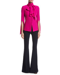 St. John Collection Stretch Cady Flared Pants Navy