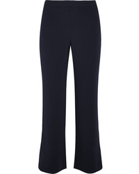 Helmut Lang Cropped Stretch Crepe Flared Pants Navy