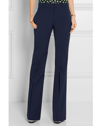 Gucci Stretch Wool And Silk Blend Flared Pants Navy