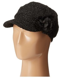 Scala Tweed Cap With Lurex And Flower Trim