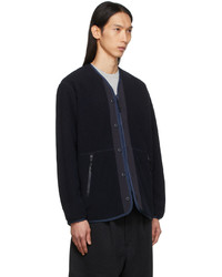 Comme des Garcons Homme Navy Sherpa Fleece Cardigan