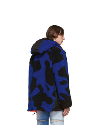 Marcelo Burlon County of Milan Blue And Black Camouflage Bomber Jacket