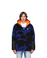 Marcelo Burlon County of Milan Blue And Black Camouflage Bomber Jacket