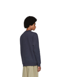 Sunspel Navy Cotton And Cashmere Fleece Sweatshirt