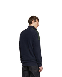 Harmony Navy And Green Sylvio Half Zip Sweater