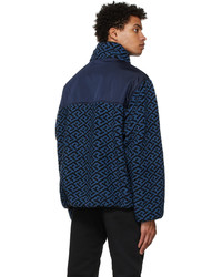 Versace Blue Fleece La Greca Jacket
