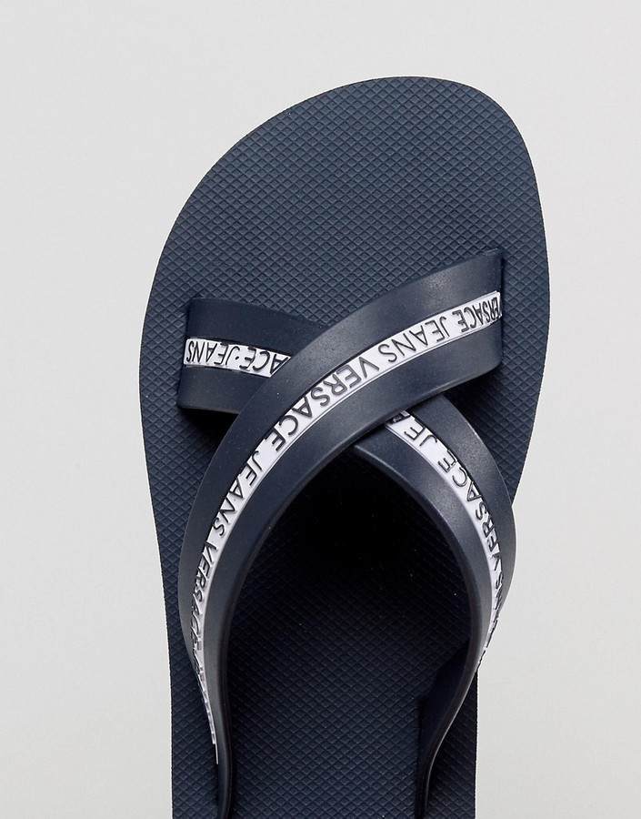 Versace Jeans Logo Crossover Flip Flop, $56 | Asos | Lookastic