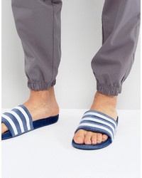 adidas Originals Adilette Velvet Slider Flip Flops In Blue By9908