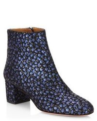 Navy Floral Ankle Boots