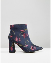 Daisy Street Floral Heeled Ankle Boots