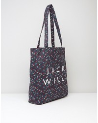 Jack Wills Ambleshire Book Bag In Navy Ditsy Floral
