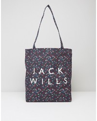 Jack Wills Ambleshire Book Bag In Navy Ditsy Floral