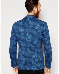 Sisley Blazer With All Over Floral Print In Slim Fit
