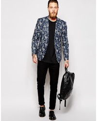 Asos Brand Slim Fit Blazer In Floral Print Co Ord