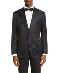 Emporio Armani Floral Dinner Jacket In Solid Blue Navy At Nordstrom