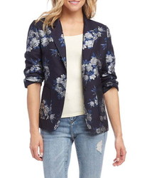 Karen Kane Floral Jacquard Ruched Sleeve Jacket