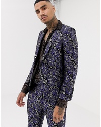 Twisted Tailor Super Skinny Suit Jacket In Floral Jacquard