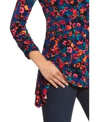 Chaus Floral Field Ruched Handkerchief Top