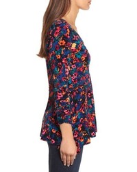 Chaus Floral Field Ruched Handkerchief Top