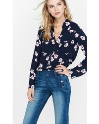 Slim Fit Outlined Floral Print Portofino Shirt