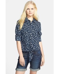 Vince Camuto Two By Floral Print Tie Front Shirt