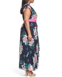 Eliza J Plus Size Sash Tie Floral Maxi Dress