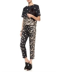 Suno Navy Floral Trousers