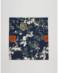 Reclaimed Vintage Floral Pocket Square In Navy