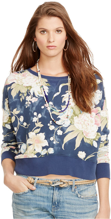 Polo Ralph Lauren Floral Print Crew Neck Sweatshirt, $145 | Macy's 