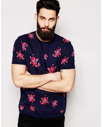 Asos Brand Knitted T Shirt With Floral Design