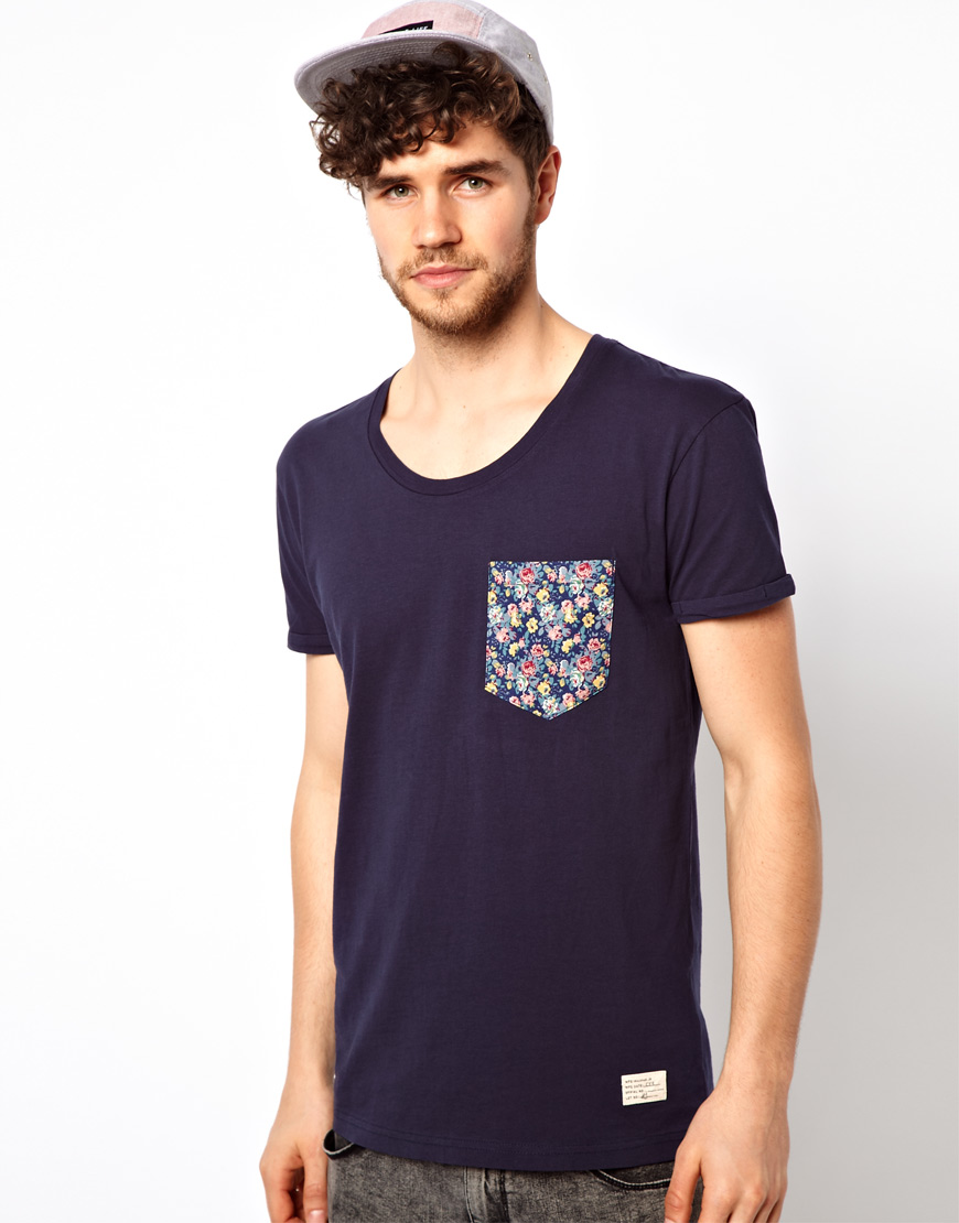 Minimum T Shirt With Floral Pocket, $28 | Asos | Lookastic