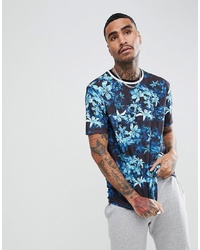 ASOS DESIGN Relaxed T Shirt In Floral With Tipped Rib