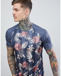 Siksilk Short Sleeve Muscle Fit T Shirt In Floral Print