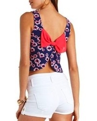 Charlotte Russe Bow Back Daisy Print Crop Top