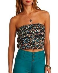 Charlotte Russe Floral Print Ruffle Tube Top