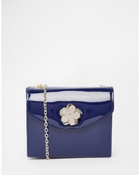 Love Moschino Patent Cross Body Bag With Floral Clasp